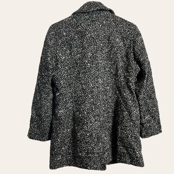 Calvin Klein Black White Boucle Tweed Knit Double Breasted Wool Blend Coat Sz 10 - Picture 4 of 8